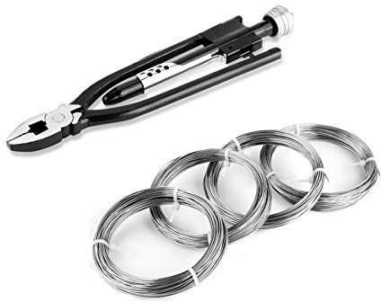 Ejoyous 228 mm Draht-Drehzange mit 18/20 Gauge Stahl verzinkter Draht, für Sicherungsdraht Drahtwirbelzange Sicherheitsdraht