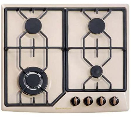 EAS ELECTRIC SMART TECHNOLOGY | EMH46RC | Encimera de gas 4 fuegos | Color Crema | 60 cm | Gas butano y Gas Natural | Autoencendido | Estilo Rústico | Válvula de seguridad en quemadores