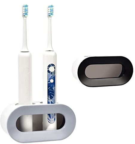DENTSHIELD 2 Stück Elektrischer Zahnbürstenhalter, Zahnbürstenhalter Wand,Universal Elektrische Zahnbürstenhalter,Zahnbürstenhalter ohne Bohren,Halterung Elektrische Zahnbürste(Schwarz + Grau)