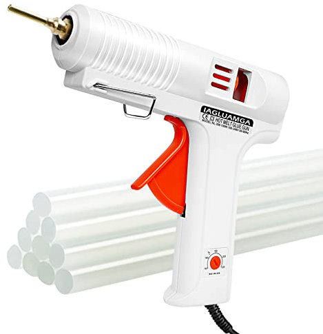 IAGLUAMGA Pistola per colla a caldo con stick di colla, 100 Watt, strumento di riparazione artigianale regolabile, per fai da te, progetti artistici e artigianali, riparazioni rapide