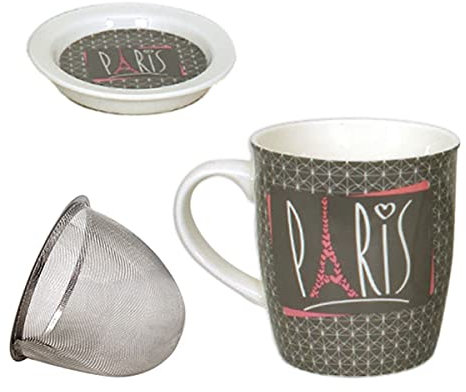 Mug gris Paris avec infuseur pour le thé