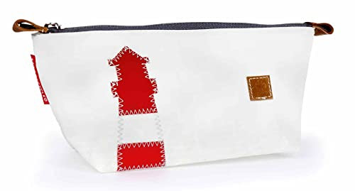 Etui Mäppchen Federmappe Stifte Navigator Weiss Zahl Rot aus Recycling Segeltuch