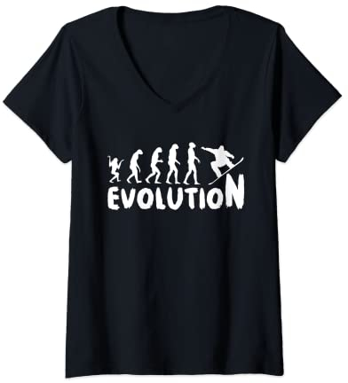 Damen Snowboard Evolution - Snowboarder Snowboarding Snowboard T-Shirt mit V-Ausschnitt