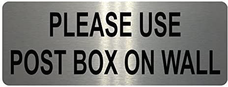 xtra-print AL053 PLEASE USE POST BOX ON WALL Digitally Printed Metal Aluminium Plaque Sign Door (200x75mm, Brushed Silver)