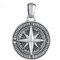 Kuzzoi Silver Compass Pendant (30 mm) for Chains, Solid 925 Sterling Silver for Necklaces, Accessory Wind Rose and Exclusive (Black, Oxidised Silver) for Men