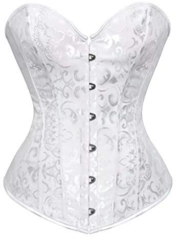 Josamogre Korsett Top Damen Corset Sexy Oberteil Corsage Vintage Elegant Weiß XS