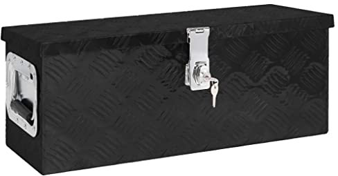 Alubox abschließbar Werkzeugkasten Transportbox Metallbox mit Deckel Aluminiumbox Werkzeugbox Aluminiumkiste Alu Box Transportkiste, Schwarz 60x23,5x23 cm Aluminium