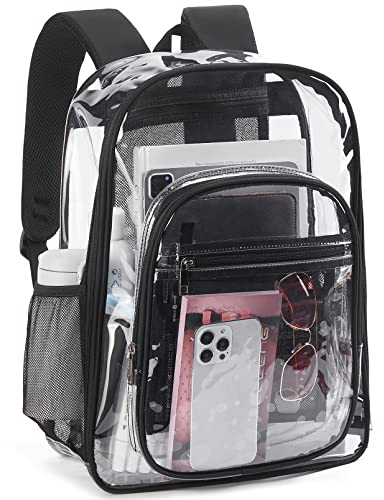 Telena Durchsichtiger Rucksack Damen Herren, Klare Rucksack, Transparent Wasserdichte Schulrucksack, Durchsichtige PVC-Buch-Tasche Damen für Schule, Konzerte, Sport, Arbeitsfestivals