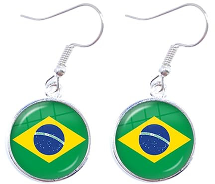Pendientes colgantes de cristal de la Unión Soviética, Brasil, Canadá, Países Bajos, Israel, Siria, Venezuela, Estados Unidos, España con bandera nacional de España, S, Metal, Perla