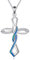 YAFEINI Kreuz Kette für Damen 925 Sterling Silber Infinity Kreuz Anhänger Halskette Blauer Opal Kruzifix Schmuck Geschenk für Frauen Mädchen (Kreuz Kette)