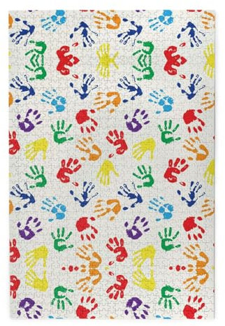 Bunte Handformen Regenbogen 1000 Holzpuzzles in Kunststoffboxen (vertikale Version), die erste Wahl für die Freizeit