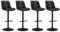 VASAGLE Barhocker 4er Set, Barstühle höhenverstellbar, drehbare Küchenhocker, gesteppter PU-Bezug, mit Rückenlehne und Fußstütze, Esszimmer, Theke, Stahl, tintenschwarz LJB295B01