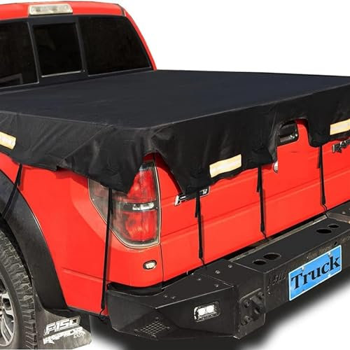 LKW-Bettabdeckung Pickup-Truck-Ladeflächenabdeckung mit Bungee-Gürtel, wasserdichte Oxford-Frachtplane (Size : M)