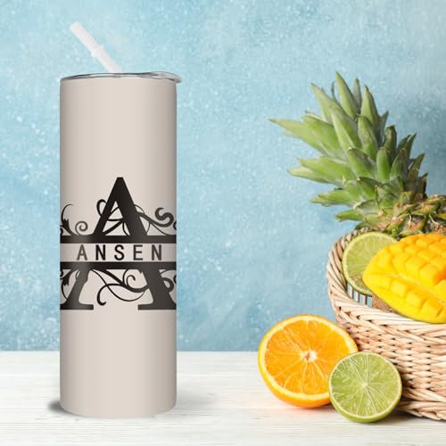 Vaso Personalizado Con Pajita, Vaso Con Nombre Personalizado, Vaso Con Monograma, Vaso Con Nombre Personalizado Para Mujeres, Vaso Con Inicial, Taza De Acero Inoxidable Con Nombre Personalizado