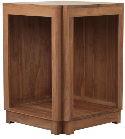 Teako Design Eckschrank Teakholz Carmelo Massivholz Wetterfest, Gartenmöbel, für den Außenbereich geeignet, Küchenzubehör, langlebig, für Terrasse und Garten