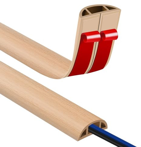 Kabelk Selbstklebend 8x10mm Kabelbrücke Boden 1m Holzmaserung Flexibel PVC Kabelk Verhindert Stürze