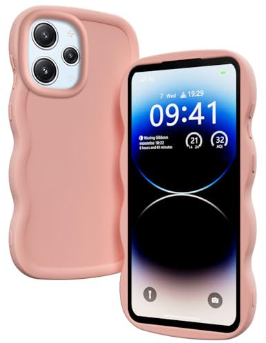 PanXCase Hülle für Xiaomi Redmi 12 4G - Handyhülle Silikonhülle Süß Wellen-Rahmen Design, Slim Dünn Weiche Stoßfest Kratzfest Bumper Schutzhülle (Rosa)