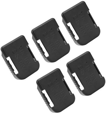 Porta Batteriano Covers 5Pcs ABS+PC Lithium Battery Storage Rack, Battery Mounts for and 18V, Battery Holder Case with Belt Slot Bracket for Fixing Devices, 200278112