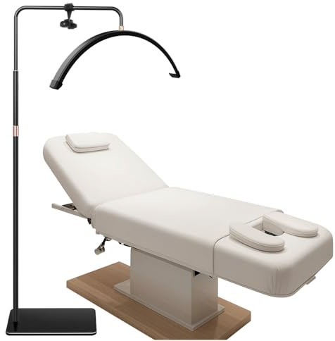Halbmond-Stehlampe für Wimpern, Wimpern Lampe für Wimpernverlängerungen mit Telefonhalter, Tätowierer, Nageltechniker – kühle, LED Beauty-Ringlicht Warme Lampe mit Einstellbarer Helligkeit und Höhe