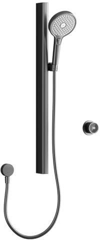 Pommeau de douche réglable en hauteur avec affichage numérique et support mural 2 fonctions Gris 63,5 cm de long Barre coulissante