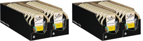 SHEBA Schale Nassfutter für Katzen Selection in Sauce mit Geflügelhäppchen 2 x 11 x 85g (Packung mit 2)