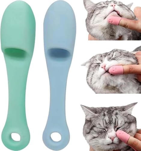 2PCS Cat Chin Brush, Silicone Scrubber for Cats Chin Cleaner, Finger Brush Silicone Pet Toothbrush, Pet Care Brush, Finger Brushes Suitable for Puppies and Cats