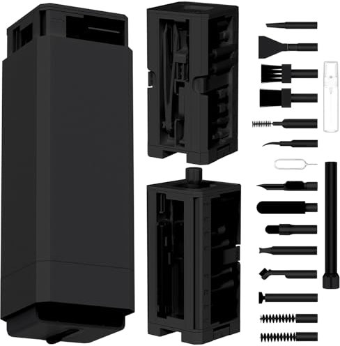 VICHYIE Kit Limpieza Teclado 32 en 1, Limpieza para iPhone, Kit Limpieza Multifuncional con Cepillo para AirPods, Auriculares, Teléfonos, Tabletas, PC y Cámaras (Negro)