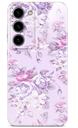 ONEFLOW Flower Cover für Samsung Galaxy S23 Hülle in Floral Optik, Blumen Designer Case Handy Schutzhülle mit Kameraschutz, Hardcase dünne Handyhülle Blumenmuster, Flieder