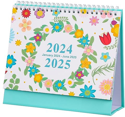 OFFSCH Kleiner Tischkalender 2024-2025 Stehender Tischkalender Tageskalender Stilvolles Schreibtisch-accessoire