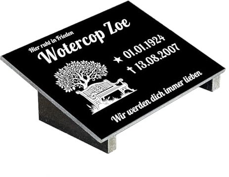 Grabplatte mit Inschrift aus Granit, personalisierbar Gedenktafel für Urnengrab, Grabstein für 1-2 Pers., Urnengrabstein N6 (30x40cm mit Stützen)