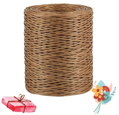 200M Alambre de Papel Natural, Cuerda de Alambre de Hierro, Cordón de Papel de Alambre de Hierro Natural, Alambre Manualidades, Alambre Floral para Bricolaje, Embalaje de Ramos de Boda (Marrón)