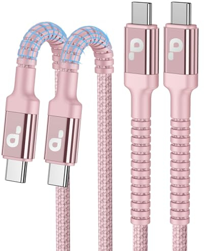 USBC Cables 6FT, 2Pack USB C to USB C Charger Cable, Long USB C Fast Charging Cable Nylon Braided USBC iPhone Charger Cord Compatible with iPhone 16/15/Pro Max/PlusSamsung Galaxy S23/LG/Switch-Pink