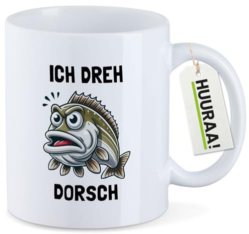 Huuraa Kaffeetasse Ich dreh Dorsch Comic Meme Geschenk | Motivtasse 330ml Weiß Keramik Tasse mit Spruch Kaffeebecher Geschenkidee Becher mit Motiv