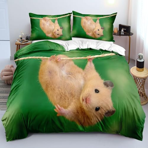 Ypthriline Bettwäsche 135x200 Maus Bettwäsche Set Tier Bettbezug 3 Teilig mit Reißverschluss, Super Weich, Premium Mikrofaser Bettwäsche-Sets mit 2 Kissenbezug 80x80 cm