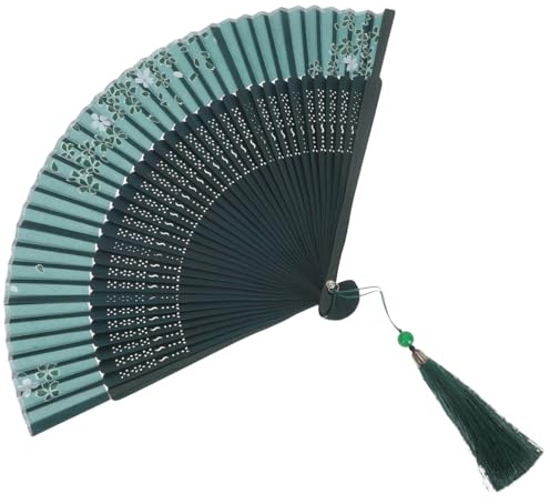 Vaguelly Vintage Folding Hand Fan for Women Elegant Performance Prop for Dance Photography and Summer Travel Lightweight and Stylish with Tassel Present