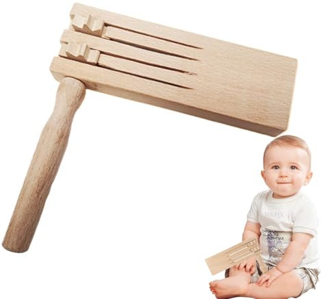 Shenrongtong Holz Ratsche Party Lärmmacher - Klapper Spielzeug Für Kinder | Traditionelles Mexikanisches Drehgeräuschmacher Mit Rotierfunktion