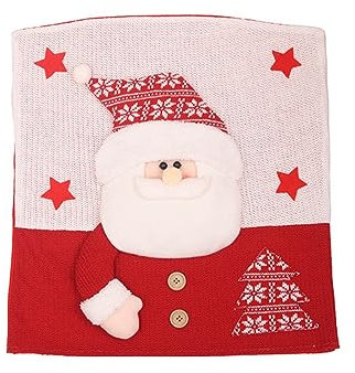 Klaisy Stuhlhussen mit weihnachtlichem Weihnachtsmotiv, niedlicher Cartoon-Weihnachtsmann, Rentier, für Küche, Esszimmer, Stuhlhussen, Stoffbezug für Stuhllehne