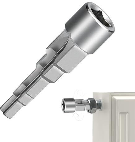 Molijysp Clé étagée universelle Clé à douille pour robinet de radiateur de plomberie avec carré conducteur 1/2 5 positions pour embouts de robinet de radiateur de plomberie