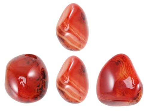 GARVALON 4 Stück Natürliche Bänder agate Sorgensteine Polierte Sardonyx Steine Glatte Heilsteine für Meditation Massage und Fahrzeuganhänger Farblich Zufällig Handliche für Zufällige Farbe
