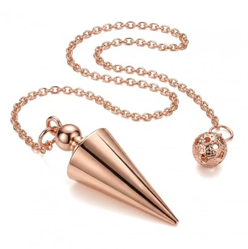 YILANJIN Pendule en Cuivre, Pendule Divinatoire en Cuivre | Pendule Divinatoire en Métal, Pendule Spirale en Cuivre pour la Guérison, la Radiesthésie, la Divination (Or Rose)