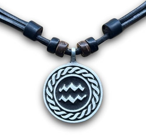 HANA LIMA Sternzeichen Tierkreiszeichen an Verstellbarer Lederkette Horoskop Horoscope Halskette Surferkette