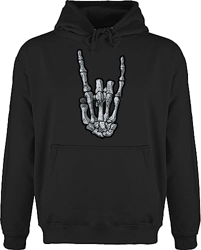 Shirtracer Hoodie Herren Pullover Männer - Heavy Musik Hard Rock - Metal Horns Skelett Hand - XL - Schwarz - Outfit Metalhead rockig Hoddies/pullies Rocker Fans skeletthand Hoodies Man skellethand