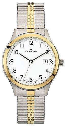 Dugena Herren-Armbanduhr Bari, Quarz, Edelstahlgehäuse, Mineralglas, Edelstahl-Zugband, 5 bar (Mehrfarbig/weiß)