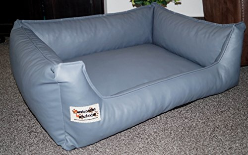 Hundebettenmanufaktur Hundebett Hundesofa Schlafplatz Kunstleder Similpelle Farbe und Größe wählbar von XS bis XXL (130 cm X 100 cm, grau)