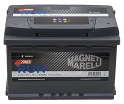 Magneti Marelli Parts & Services - Batteria Auto 77 Ah Run, Batteria Auto L03 069077760007 al Piombo Acido ad Alte Prestazioni, Potenza di Avviamento +30%, 12V 77Ah 760A B13 con Maniglie, Ricambi Auto