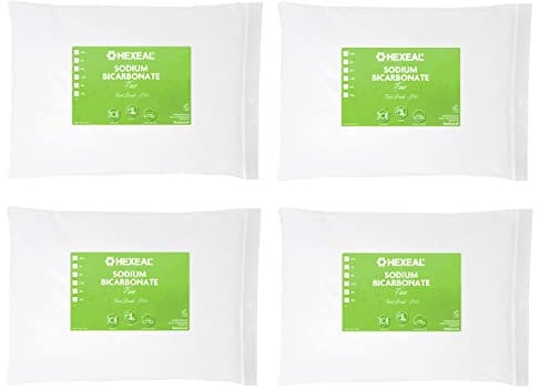 Hexeal Sodium Bicarbonate 20kg – 4 x 5kg Bags of Food Grade Baking Soda for Cooking, Baking, Home Cleaning & Bath Bombs – Fine Powder, Deodorises & Removes Grime – FCC E500