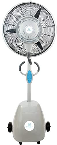 O'FRESH Ventilador Nebulizador de Agua, Exterior Terraza Jardin - 200cm - Ventilador de pie alto rendimiento - Uso doméstico y profesional - Repele los mosquitos- Mando - Temporizador - Capacidad:80m²