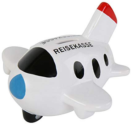 Roomando Spardose Flugzeug mit Stöpsel Keramik