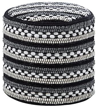 Beliani Pouf Sitzpouf Fußablage weiß schwarz Boho Guntur
