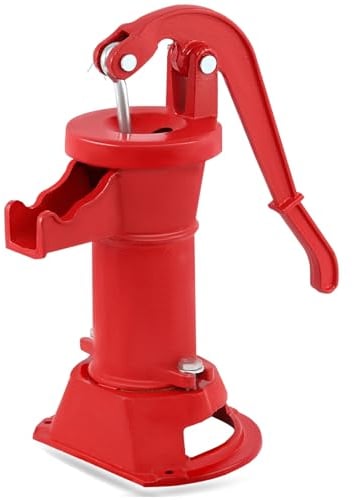 SAMGER S Antique Adjustable Red Manual Well Pitcher Pump, 25ft Maximum Lift, Cast Iron, Water Pump